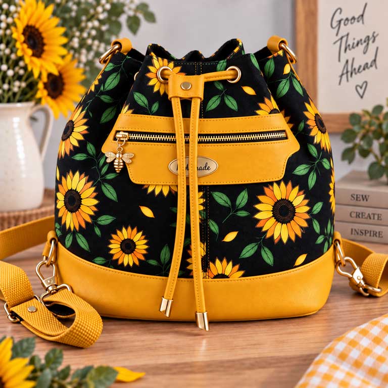 Lori Bucket Bag – Midnight Sunflowers